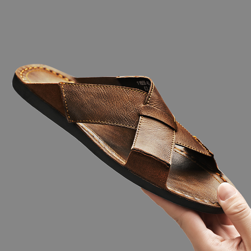 Flip Flop Leather Men - Męskie klapki ze skóry naturalnej, letnie