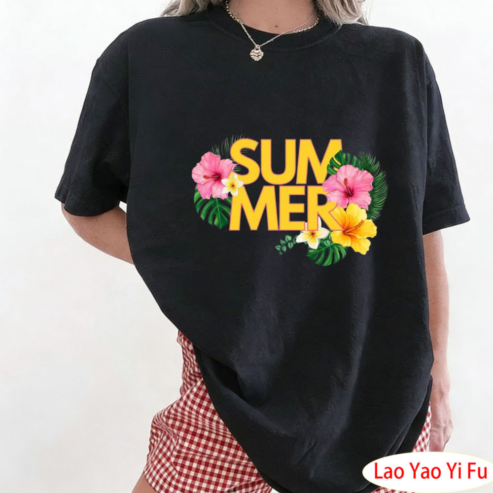 Resort Shirt Floral - Letnia T-shirt z tropikalnymi kwiatami, kolorowy