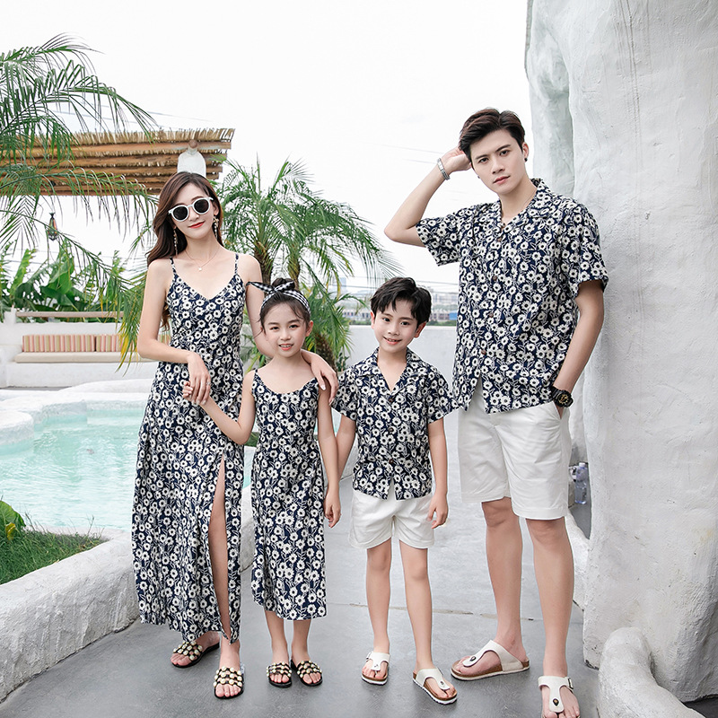 Resort Shirt Floral - Rodzinne pasujące stroje: Sukienka maxi na
